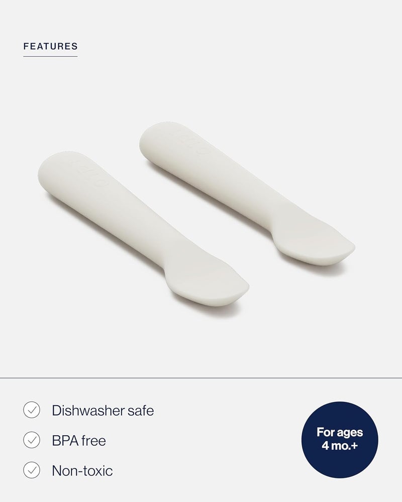 Lalo Little Spoon Set  2 Piece Baby Spoons Set for Infants  Babies  Made From Food Grade Silicone Dishwasher Safe  Baby Feeding Essentials for Early Stage Mealtime  Oatmeal - Image 3
