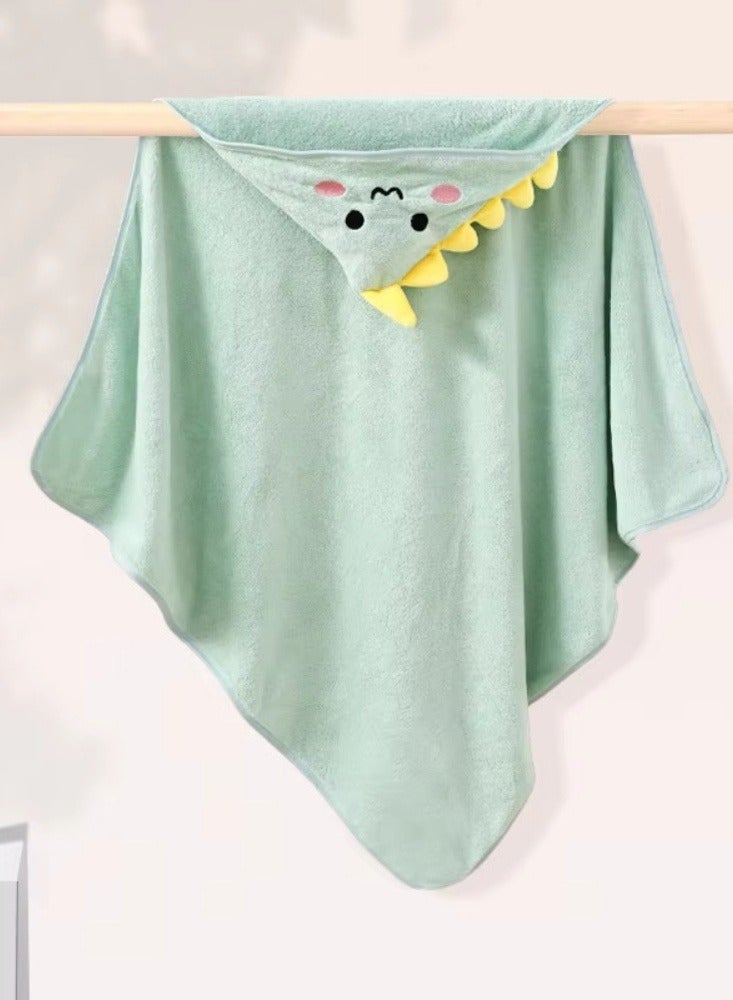 دوكو منشفة استحمام اطفال بغطاء - مقاس ٨٠x٨٠ سم من القطن العضوي - ناعمة فائقة الامتصاص لحديثي الولادة والرضع - بتصميم ديناصور أخضر - Image 2
