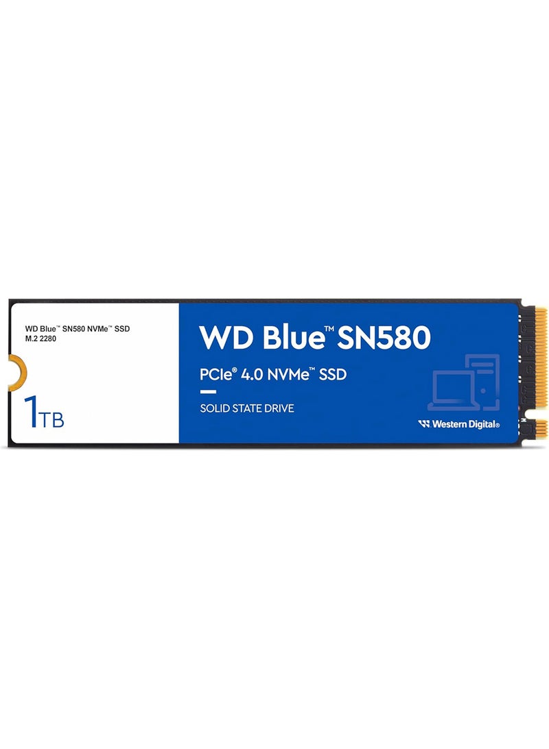 دبليو دي محرك أقراص الحالة الصلبة الداخلي SSD سعة 1 تيرابايت أزرق SN580 NVMe - Gen4 x4 PCIe 16 جيجابايت/ثانية، M.2 2280، حتى 4,150 ميجابايت/ثانية - WDS100T3B0E - Image 1