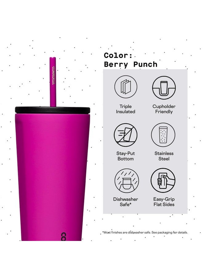 CORKCICLE Cold Cup Insulated Tumbler With Lid And Straw, Berry Punch, 24 Oz - Reusable Water Bottle Keeps Beverages Cold For 12Hrs, Hot 5Hrs - Cupholder Friendly Tumbler, Lid For Flexible Sipping - Image 4