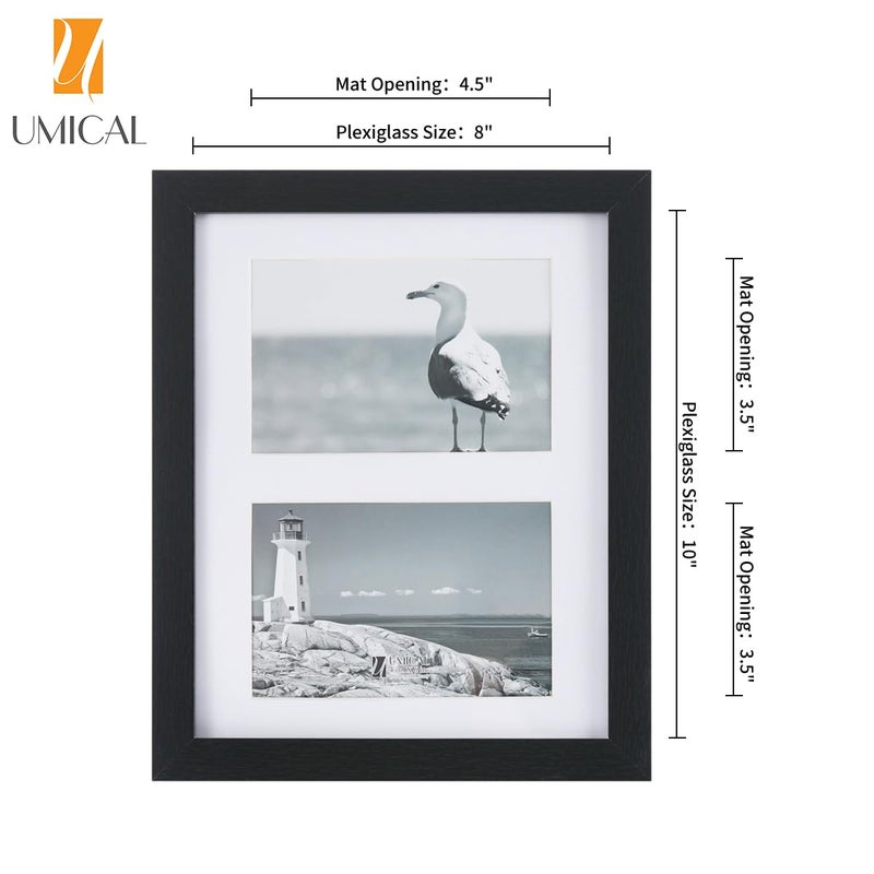UMICAL 8x10 Picture Frame with HD Plexiglass and White Mat displays (2) 4x6 Pictures Black Wood Collage Photo Frames for Table Top Stand and Wall Mounting - Image 5