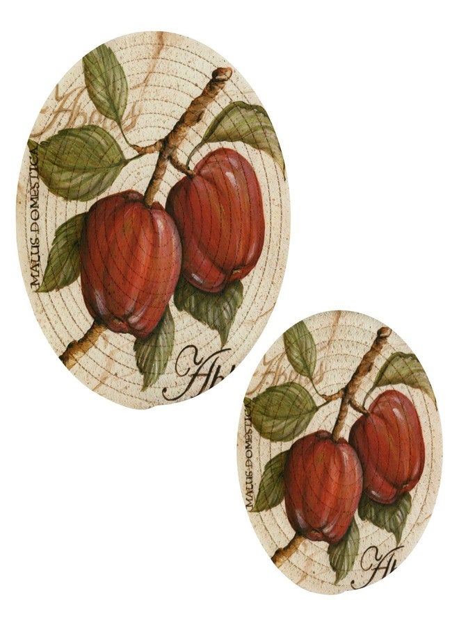 Kigai Apple Round Cotton Trivets Pot Holders, Hot Pads Pure Cotton Stylish Coasters for Boho, Farmhouse, Kitchen Decor - 2pcs - Image 1