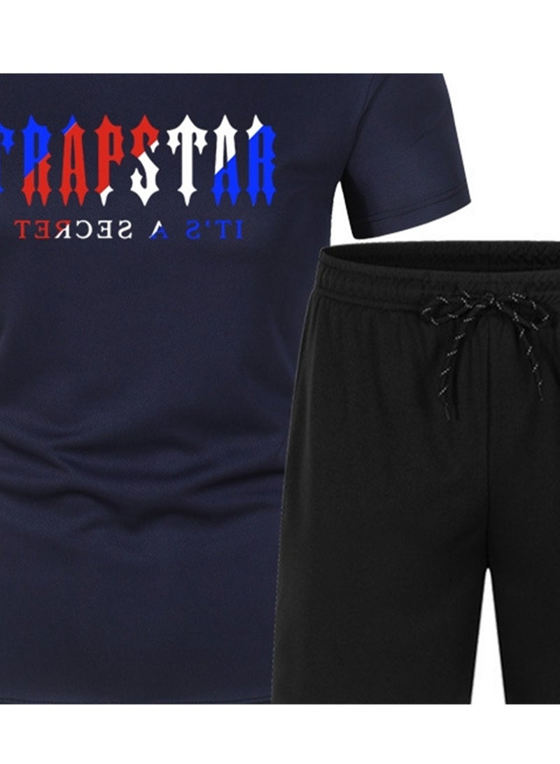 2PCS Summer Men's Short Sleeve T-Shirt Shorts Casual Two-piece Suit T-Shirt
