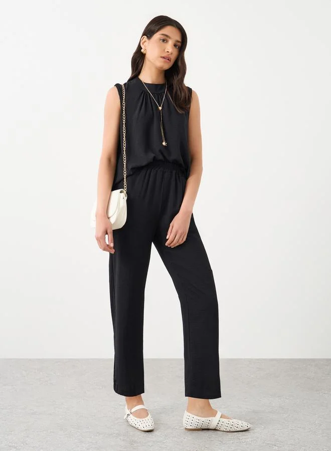 Take Two Take Two Black Sleeveless Top and Pants Co-Ords with Necklace