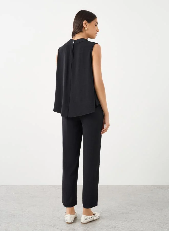 Take Two Take Two Black Sleeveless Top and Pants Co-Ords with Necklace