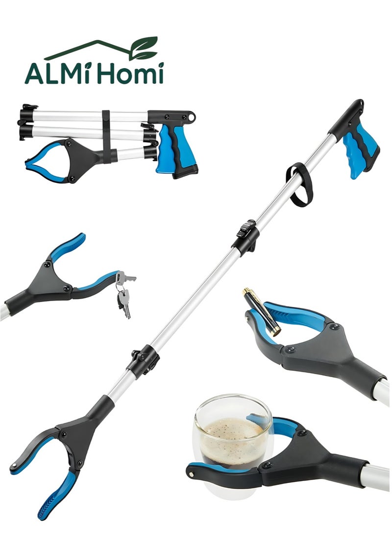 المي هومي أداة التقاط قابلة للطي 98 سم – ماسك طويل ممتد من الألومنيوم المتين بثلاثة طيات مع رأس دوّار ومغناطيس – أداة التقاط النفايات والأشياء البعيدة عن المتناول - Image 1