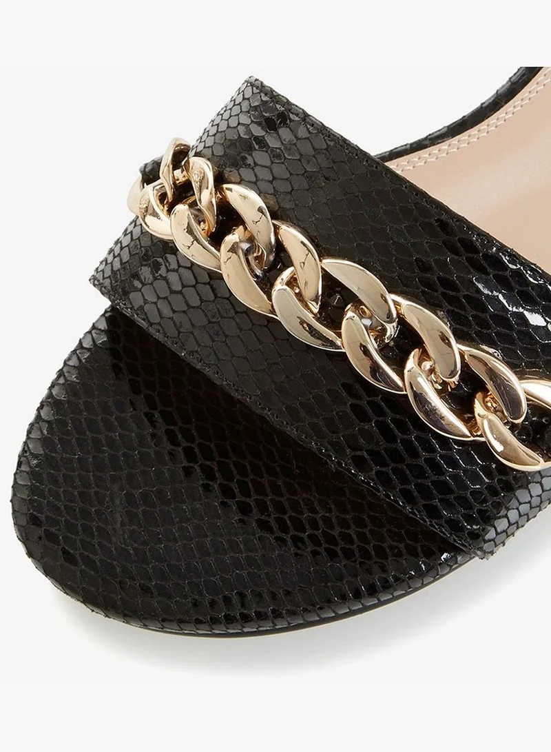 Dune LONDON Metallic Chain Detailed Open Toe Flats - Black