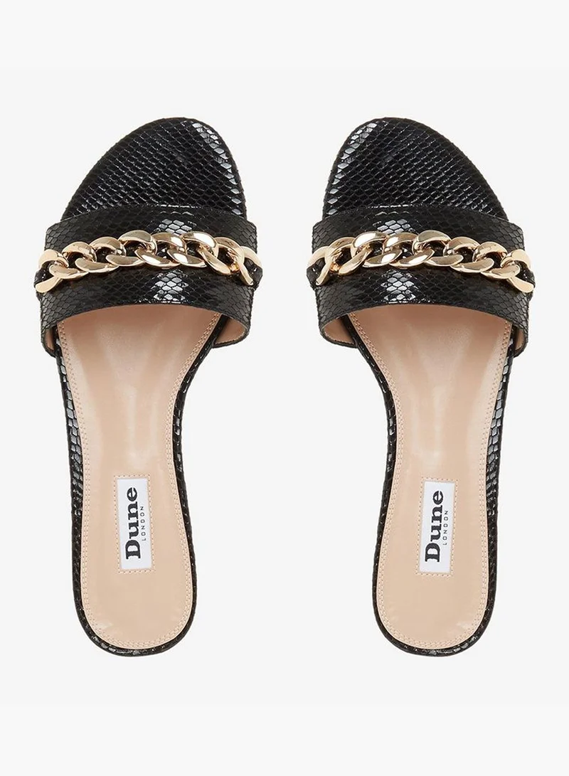 Dune LONDON Metallic Chain Detailed Open Toe Flats - Black