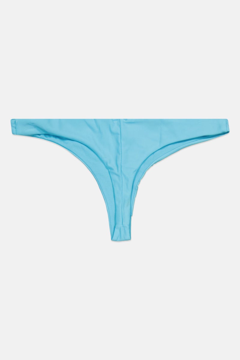 Lefties Women Solid Pull On Bikini Bottom, Light Blue - Image 3