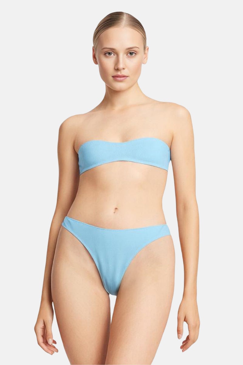 Lefties Women Solid Pull On Bikini Bottom, Light Blue - Image 1