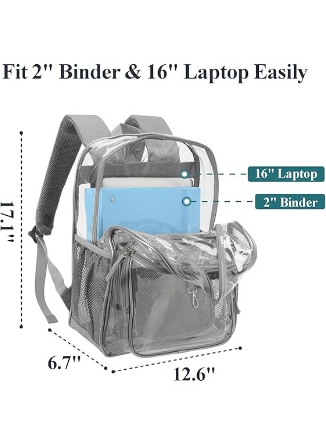 Arabest Clear Backpack, Transparent Heavy Duty PVC School Backpack, Water-Resistant Large See Through Backpack with Adjustable Shoulder Straps, Clear Bookbag for Student School Work Sports Travel - Image 3