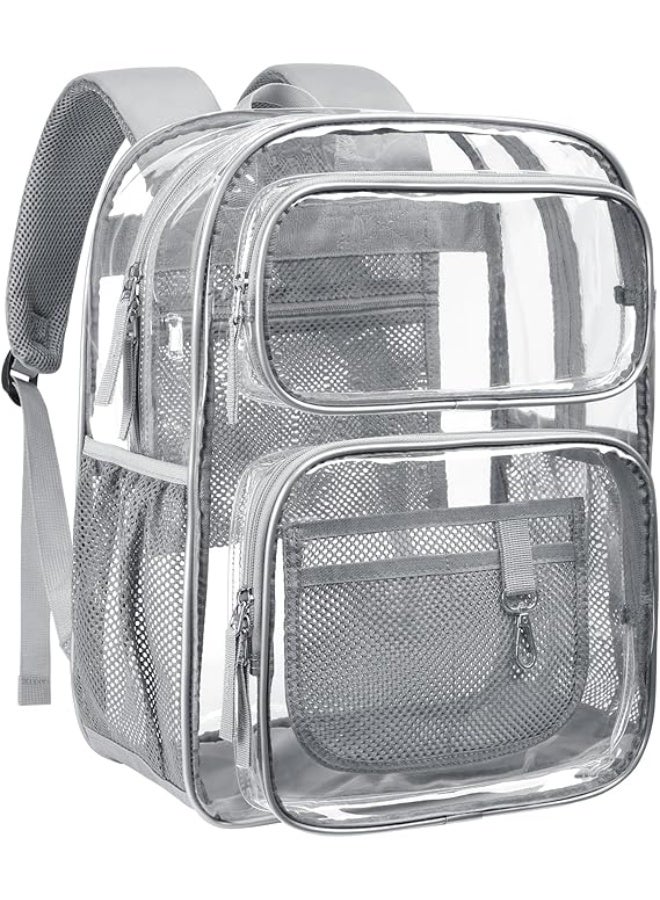 Arabest Clear Backpack, Transparent Heavy Duty PVC School Backpack, Water-Resistant Large See Through Backpack with Adjustable Shoulder Straps, Clear Bookbag for Student School Work Sports Travel - Image 1