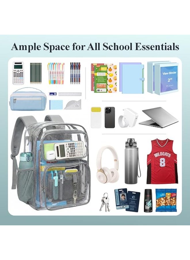 Arabest Clear Backpack, Transparent Heavy Duty PVC School Backpack, Water-Resistant Large See Through Backpack with Adjustable Shoulder Straps, Clear Bookbag for Student School Work Sports Travel - Image 2