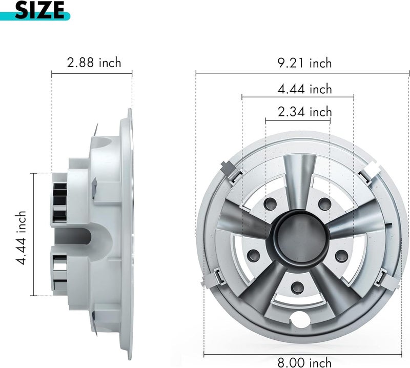 10L0L Golf Cart Hubcaps 8 inch Wheel Covers for Club Car, EZGO, Yamaha, Hub Cap 8" Set of 4, Chrome Silver - Image 2