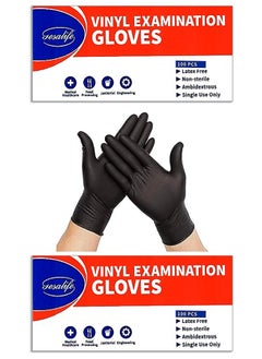 Gesalife Pack of 2 Powder Free Disposable Vinyl Black Gloves 100 Pcs  - Image 1