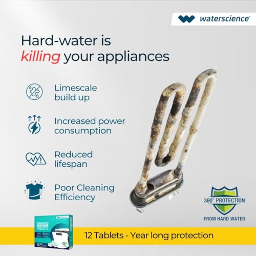 WaterScience Deep Cleaning Dishwasher Tablets (Pack of 12) | Descaler Tablets Applicable for all Brands | Expert Formulated Dishwasher Cleaner | Limescale remover | 1 Tablet/m | Stubborn Stain Cleaner - Image 2