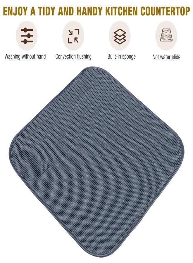 Styleys Dish Drainer Kitchen Mat with Plate Rack, Microfiber Dish Drying Mat, Table Decorations - Grey - Image 5
