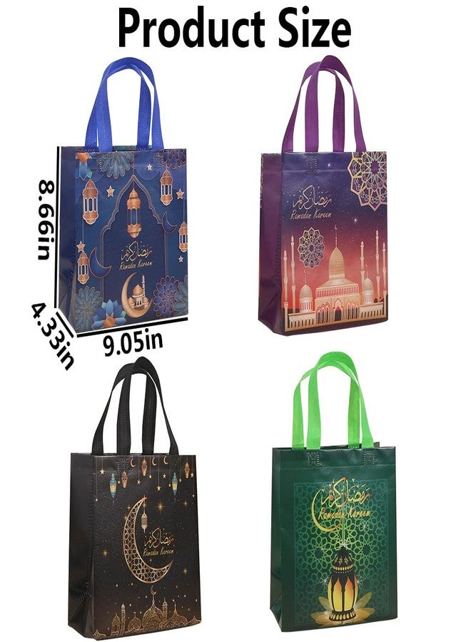 IPEWOEF 8Pcs Eid Mubarak Reusable Gift Bags with Handles Muslim Islamic Candy Bags Eid Goodie Bags Non-Woven Fabric Party Favor Bag Holiday Gift Bags Kareem Ramadan Party Decorations Supplies - Image 2