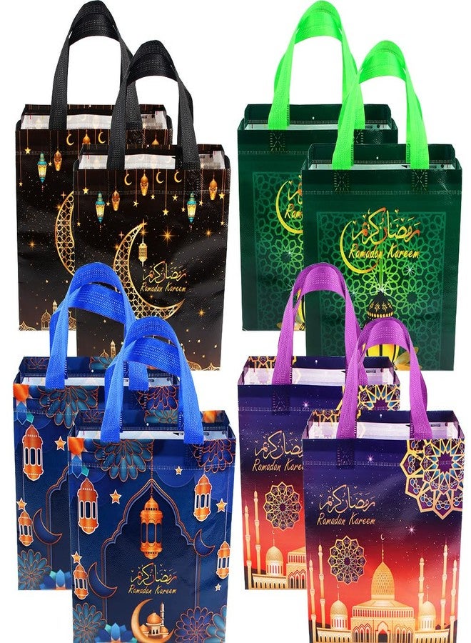 IPEWOEF 8Pcs Eid Mubarak Reusable Gift Bags with Handles Muslim Islamic Candy Bags Eid Goodie Bags Non-Woven Fabric Party Favor Bag Holiday Gift Bags Kareem Ramadan Party Decorations Supplies - Image 1