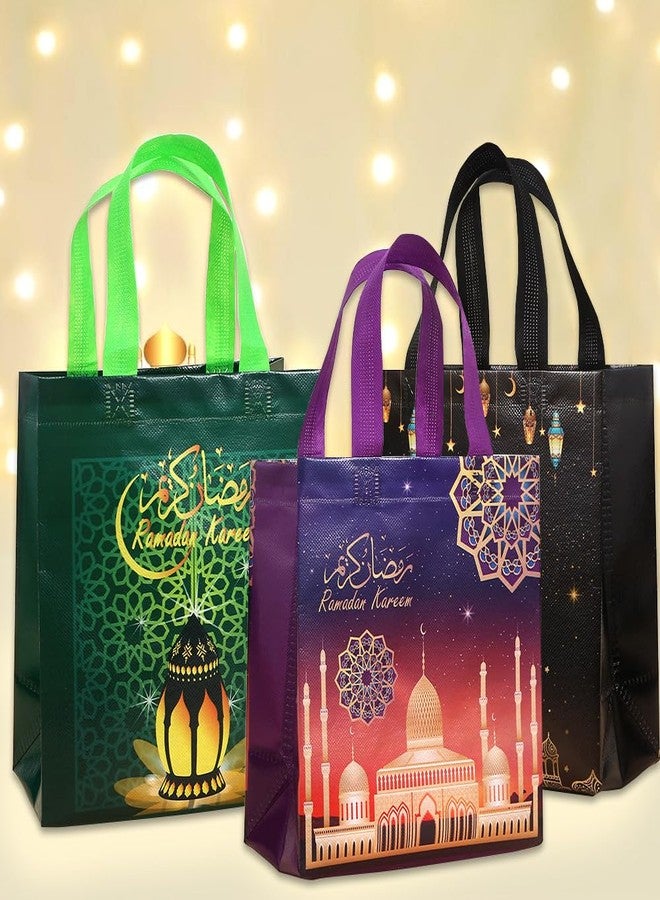 IPEWOEF 8Pcs Eid Mubarak Reusable Gift Bags with Handles Muslim Islamic Candy Bags Eid Goodie Bags Non-Woven Fabric Party Favor Bag Holiday Gift Bags Kareem Ramadan Party Decorations Supplies - Image 4