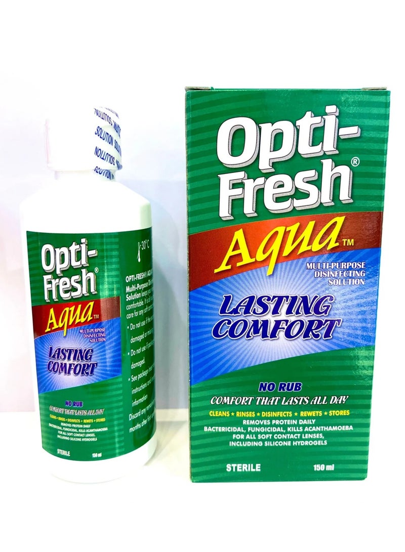 OPTIFRESH محلول أكوا متعدد الأغراض لتنظيف العدسات 150 مل 
