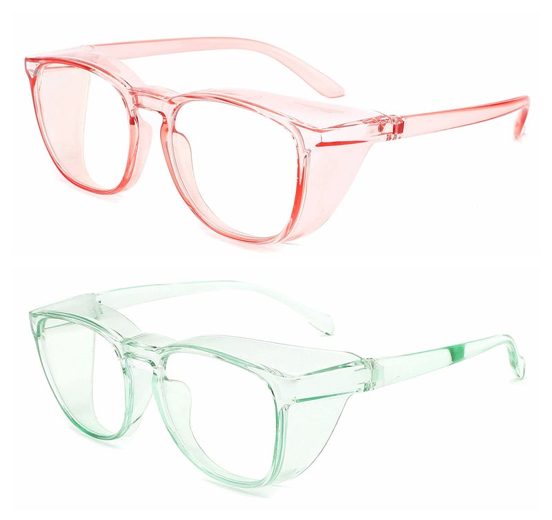 Alsenor Safety Glasses Anti Fog Goggles Protective Eyewear Blue Light Blocking Anti Dust Uv Protection Glasses For Men Women (2 Pack (Pink + Jade)) - Image 2