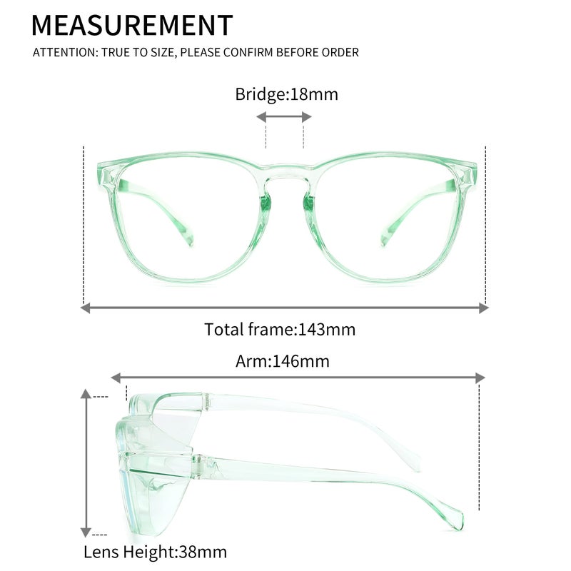 Alsenor Safety Glasses Anti Fog Goggles Protective Eyewear Blue Light Blocking Anti Dust Uv Protection Glasses For Men Women (2 Pack (Pink + Jade)) - Image 4