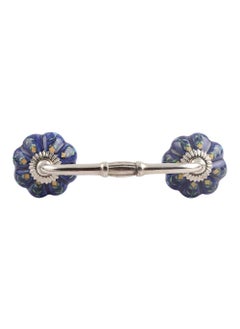 Indian-Shelf IndianShelf 1 Pack Ceramic Blue Drawer Pulls T Bar Vintage Kitchen Cabinet Handles Silver Hardware 4 Hole to Hole Dresser Door Handle BH103MCK06  - Image 1