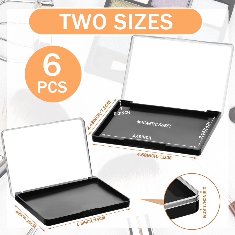 Ziliny 6 Pcs Empty Magnetic Makeup Palette with Clear Top Eyeshadow Palette Travel Makeup Pan DIY Dispensing Storage Box for Eyeshadow Lipstick Blush Powder Pigment, 2 Sizes - Image 2