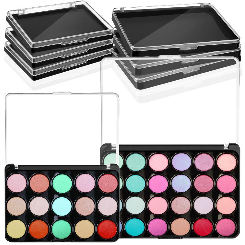 Ziliny 6 Pcs Empty Magnetic Makeup Palette with Clear Top Eyeshadow Palette Travel Makeup Pan DIY Dispensing Storage Box for Eyeshadow Lipstick Blush Powder Pigment, 2 Sizes - Image 1
