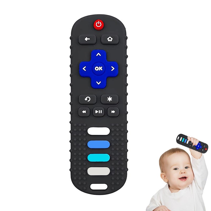 YAPROMO ألعاب التسنين السيليكونية للأطفال من يابروما، جهاز تحكم عن بعد للأطفال من 6-18 شهرًا، لعبة تسنين جهاز التحكم للأطفال، ألعاب تسنين جهاز التحكم عن بعد، خالية من BPA وآمنة في الثلاجة - Image 1