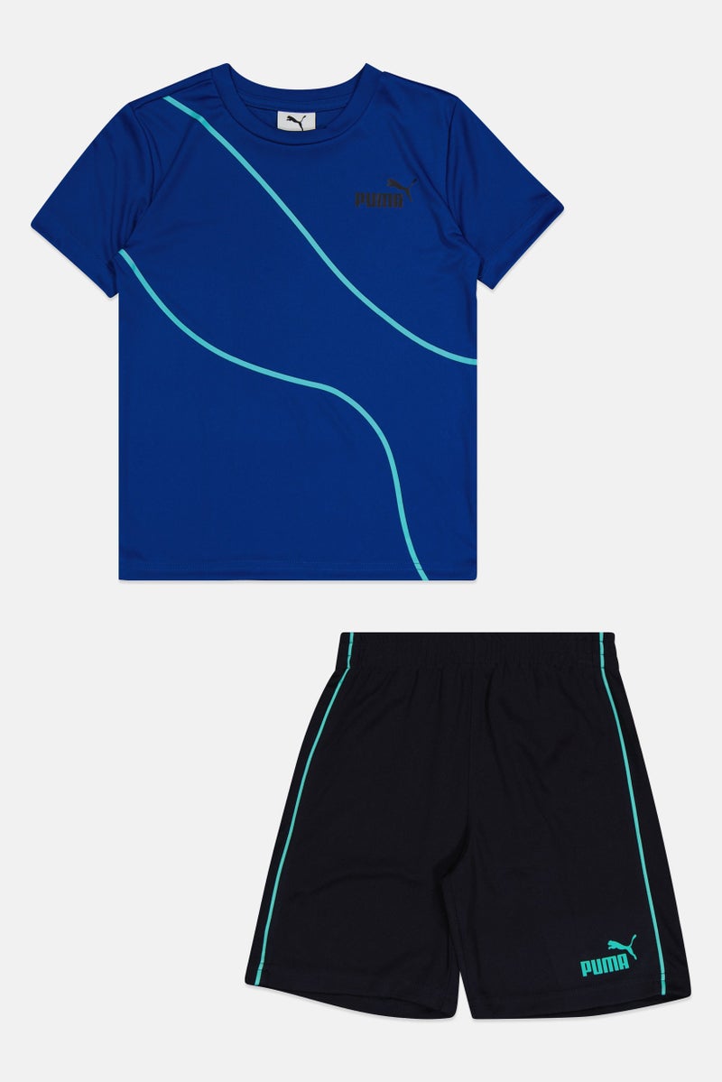 PUMA طقم تي شيرت قصير الأكمام وشورت للأطفال الأولاد من قطعتين، متعدد الألوان - Image 1