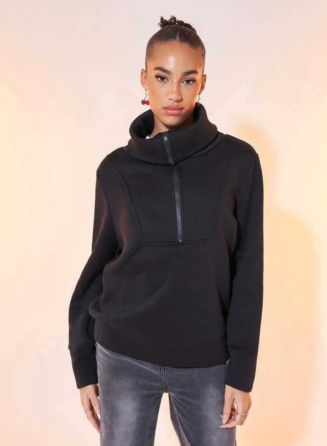 Take Two Solid Half-Zip Long Sleeve Sweatshirt
