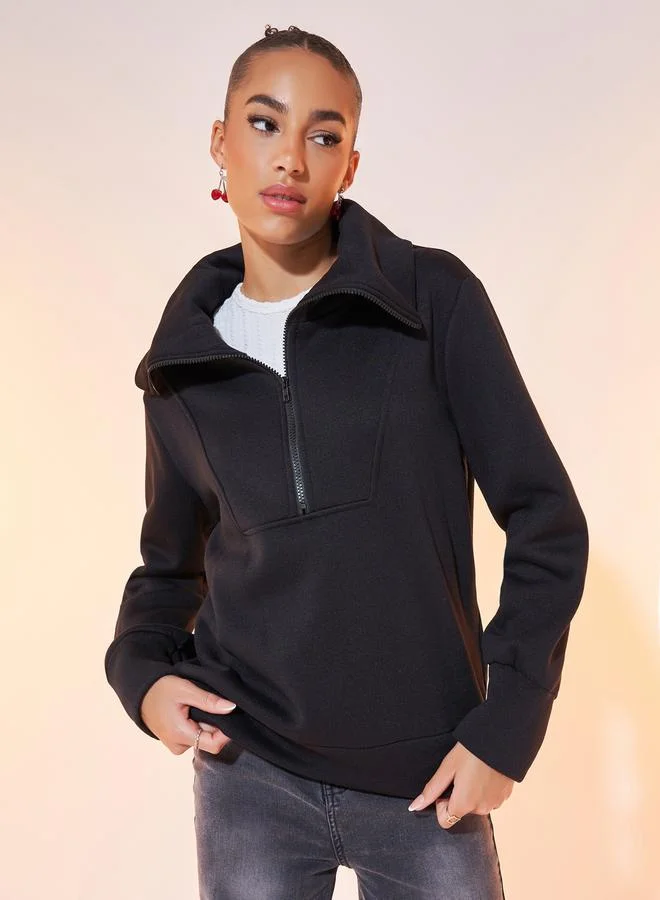 Take Two Solid Half-Zip Long Sleeve Sweatshirt