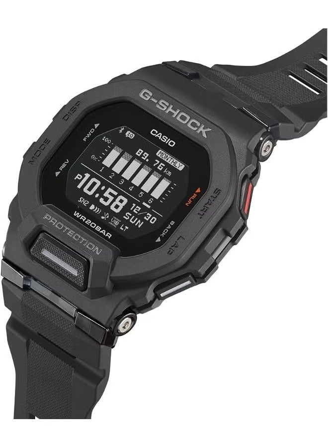 G-SHOCK ساعة يد رقمية للرجال بقرص أسود وحزام من الراتنج GBD-200-1DR - Image 2