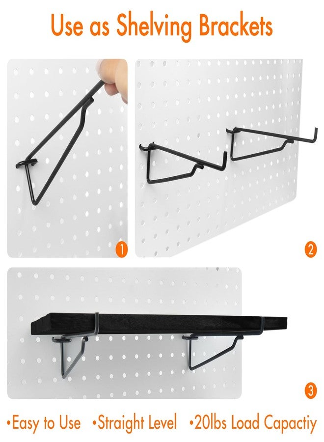G.CORE 2 Pack Pegboard Shelves with Brackets, Peg Shelf Board with Hooks Fits 1/8" 1/4" Pegs Slots, Peg Board Organizer Accessories Various Tools Storage Arrange System for Garage Craft Workshop Workbench - Image 5