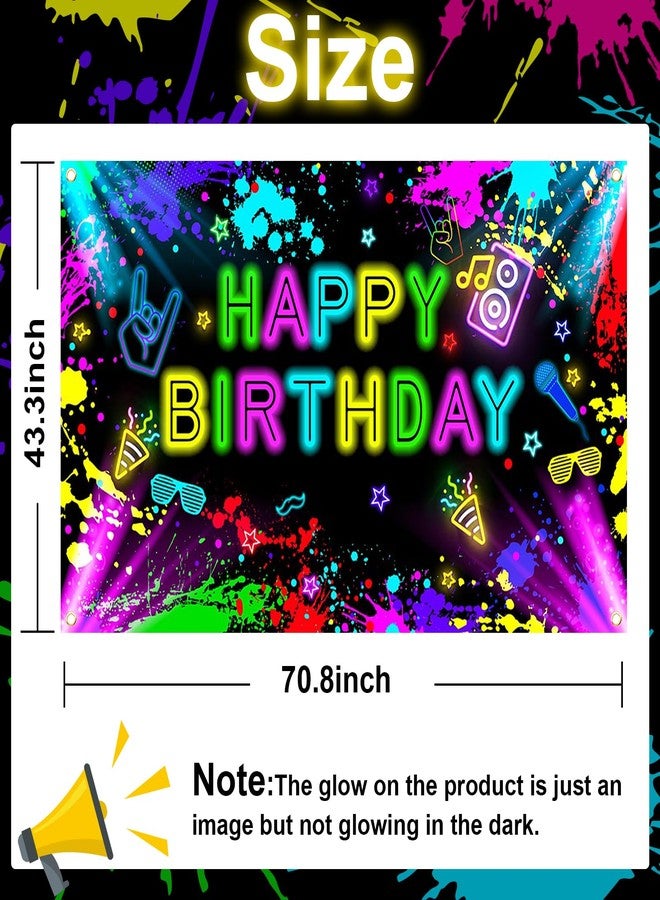Lecheme Neon Birthday Banner 6x3.6 ft Glow in The Dark Backdrop Neon Birthday Party Decorations Glow Photography Background Photo Booth Props - Image 3