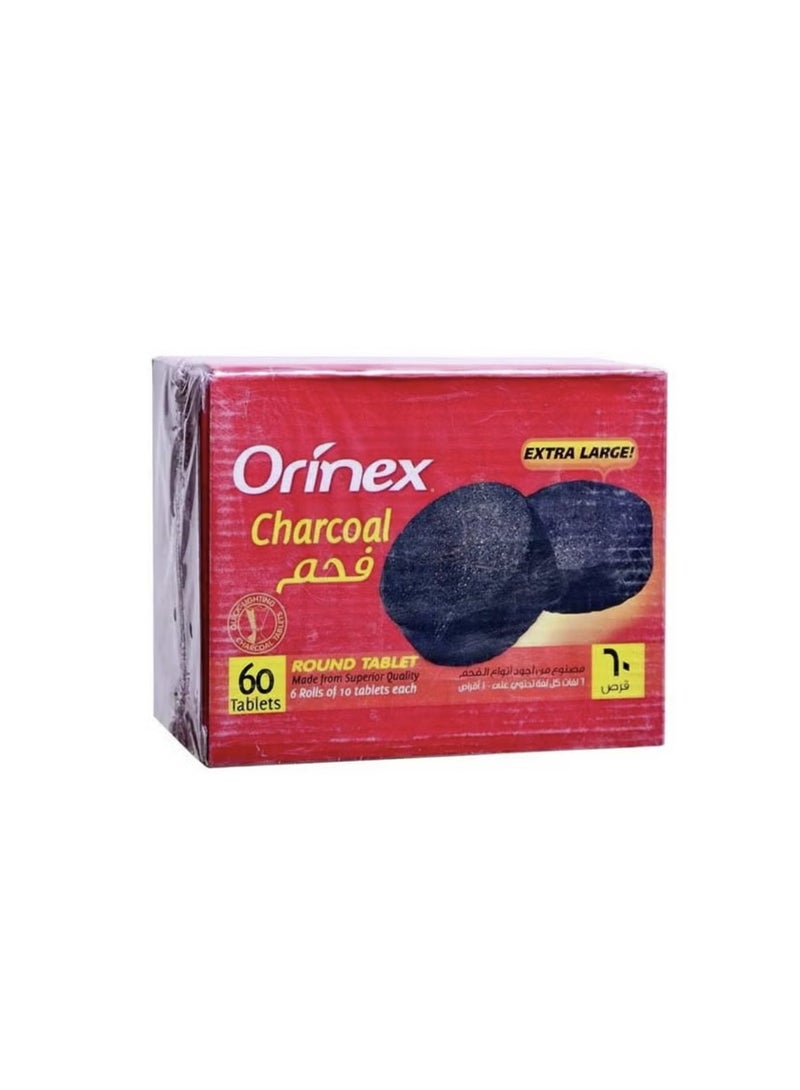 Orinex Charcoal Tablets – Extra Large Round Charcoal Discs, 60 Tablets