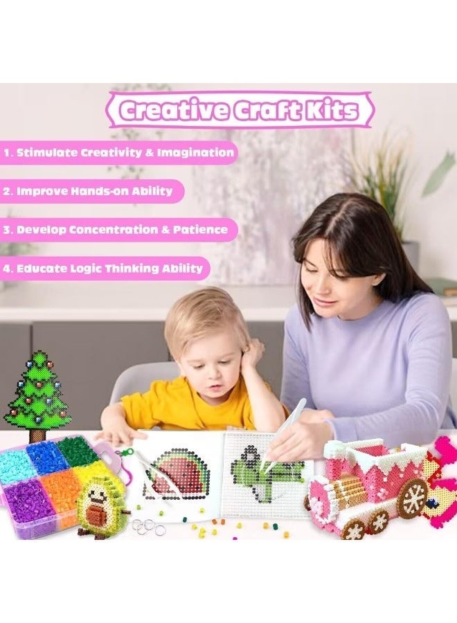 سينران 10400pcs Melt Bead DIY Craft Set - مجموعات الفن والحرف الإبداعية للأطفال الذين عمرهم 5+ لوحة الأظافر وورق التجهيز وإكسسوارات السلسلة هدايا لعبة عطلة رمضان / عيد ميلاد للبنات والبنين - Image 3