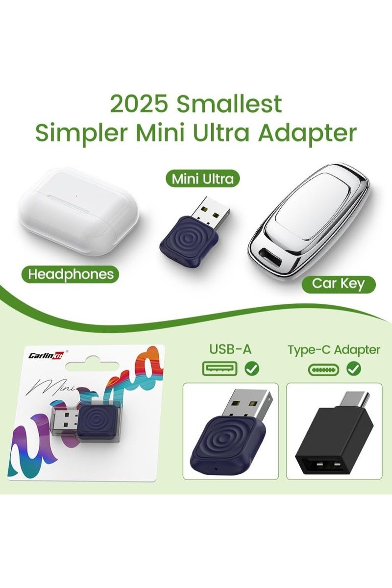 CarlinKit Mini Ultra Wireless CarPlay & Android Auto Adapter – 2-in-1 Plug & Play Wired to Wireless Converter, Stable Connection, Easy to Hide, Works with USB-A/Type-C Port, Retains Original Controls & Audio – Ultra Series - Image 4