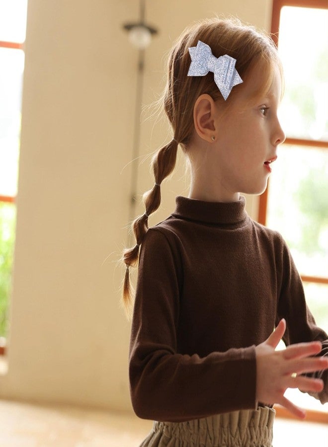 Miroksh 2pc 4in Glitter Silver Hair Bows Clips,Sparkle Bowknot Alligator Barrettes Hairpins for Teen,Toddler Girls,Kids, Women Wedding July 4th Party Dress Decor Accessories Gift - Image 5