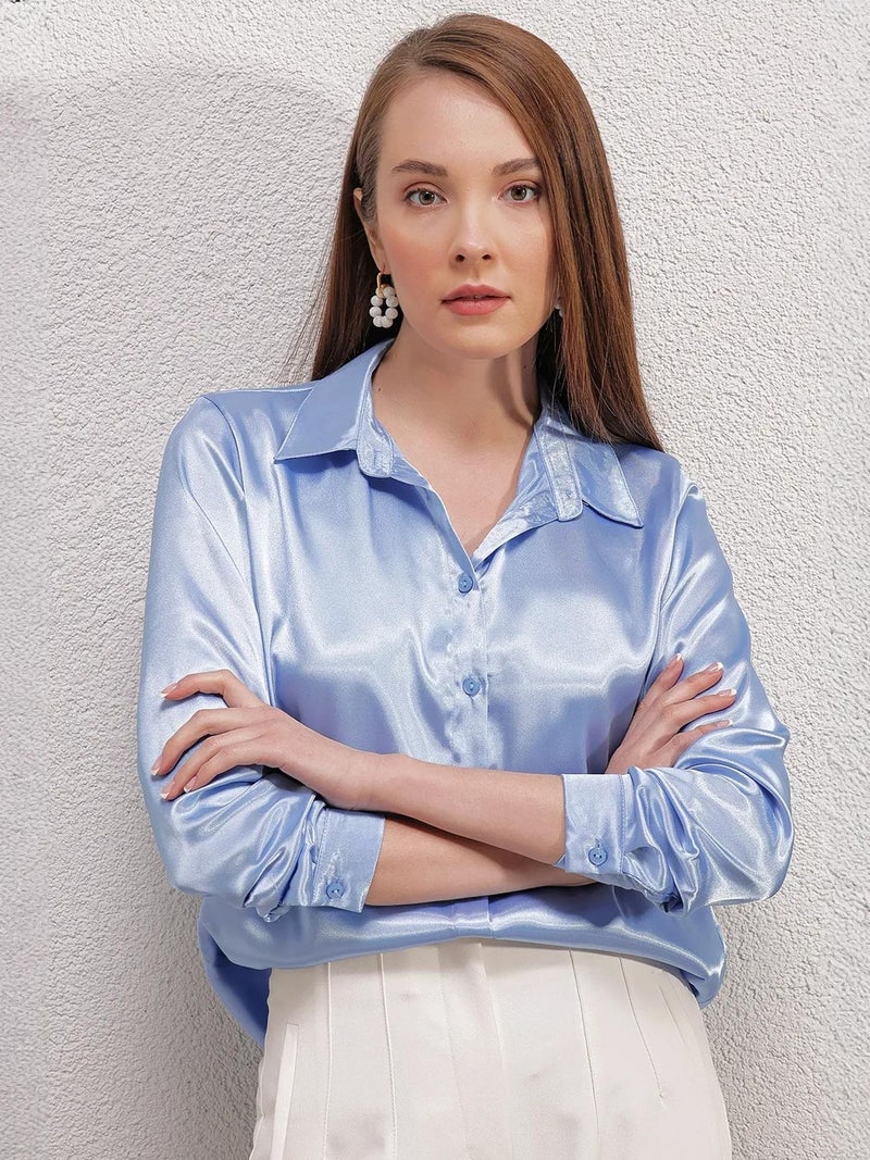 BIG DART BDART Satin Woven Button Shirt - Image 1