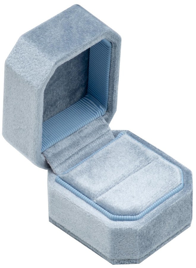 Giftop Velvet Single Small Ring Box Case Holder for Engagement Proposal Birthday Wedding (Light Ocean Blue) - Image 2