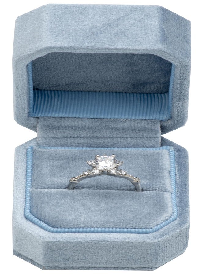 Giftop Velvet Single Small Ring Box Case Holder for Engagement Proposal Birthday Wedding (Light Ocean Blue) - Image 3