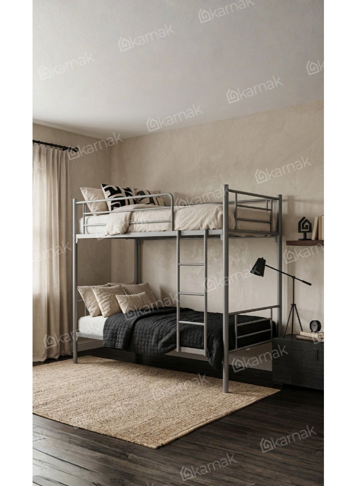 Karnak Labounty Heavy Duty Steel Bunk Bed 90 x 190 cm Double Deck Bed Frame for Home & Shared Spaces (Grey) - Image 3
