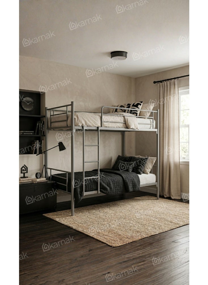 Karnak Labounty Heavy Duty Steel Bunk Bed 90 x 190 cm Double Deck Bed Frame for Home & Shared Spaces (Grey) - Image 2