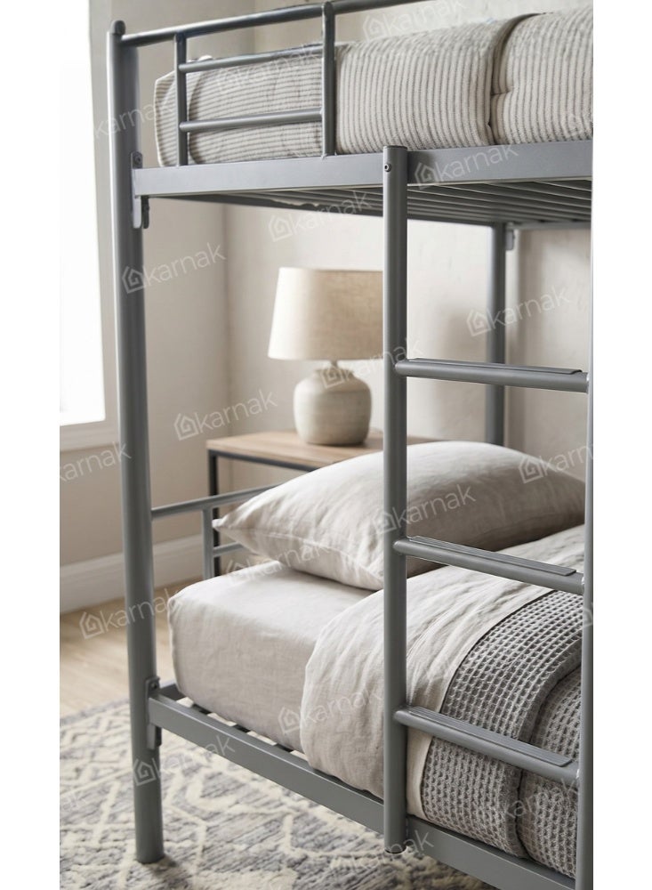 Karnak Labounty Heavy Duty Steel Bunk Bed 90 x 190 cm Double Deck Bed Frame for Home & Shared Spaces (Grey) - Image 4