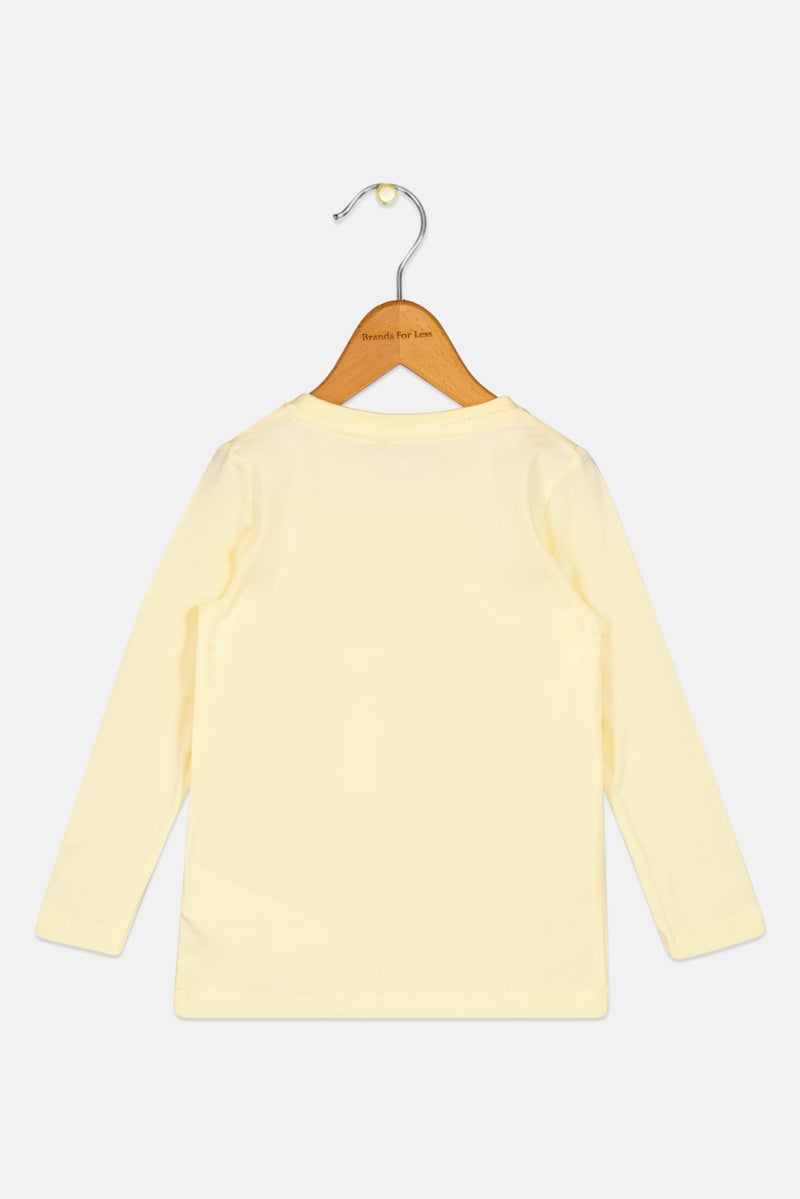 NAME IT Toddlers Girl Long Sleeves Graphic Print Top, Light Yellow - Image 2