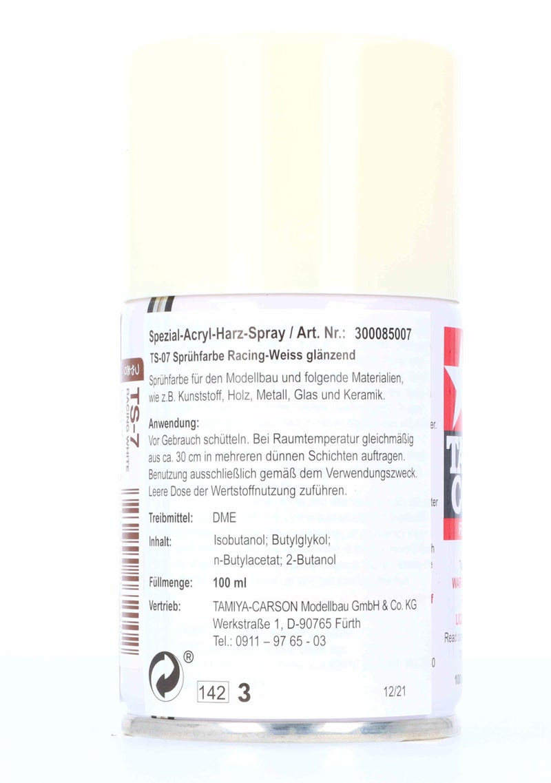 TAMIYA USA TAM85007 Spray Lacquer TS-7 Racing White - Image 4