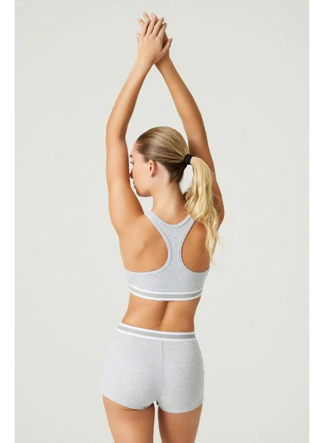 Los Ojos x Melody Grey Cotton Ribbed Sports Bra Henley